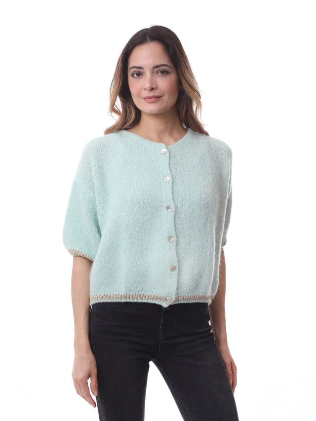 Kris ana short sleeve mohair mix cardigan Mint