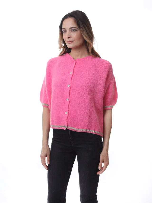 Kris ana short sleeve mohair mix cardigan- pink