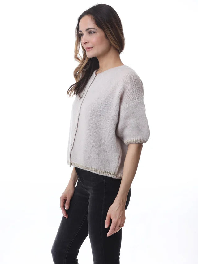 Kris ana short sleeve mohair mix cardigan -Beige