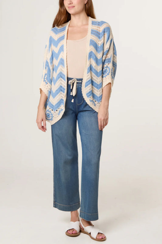 Nova London Zig Zag Crochet Batwing Cardigan
