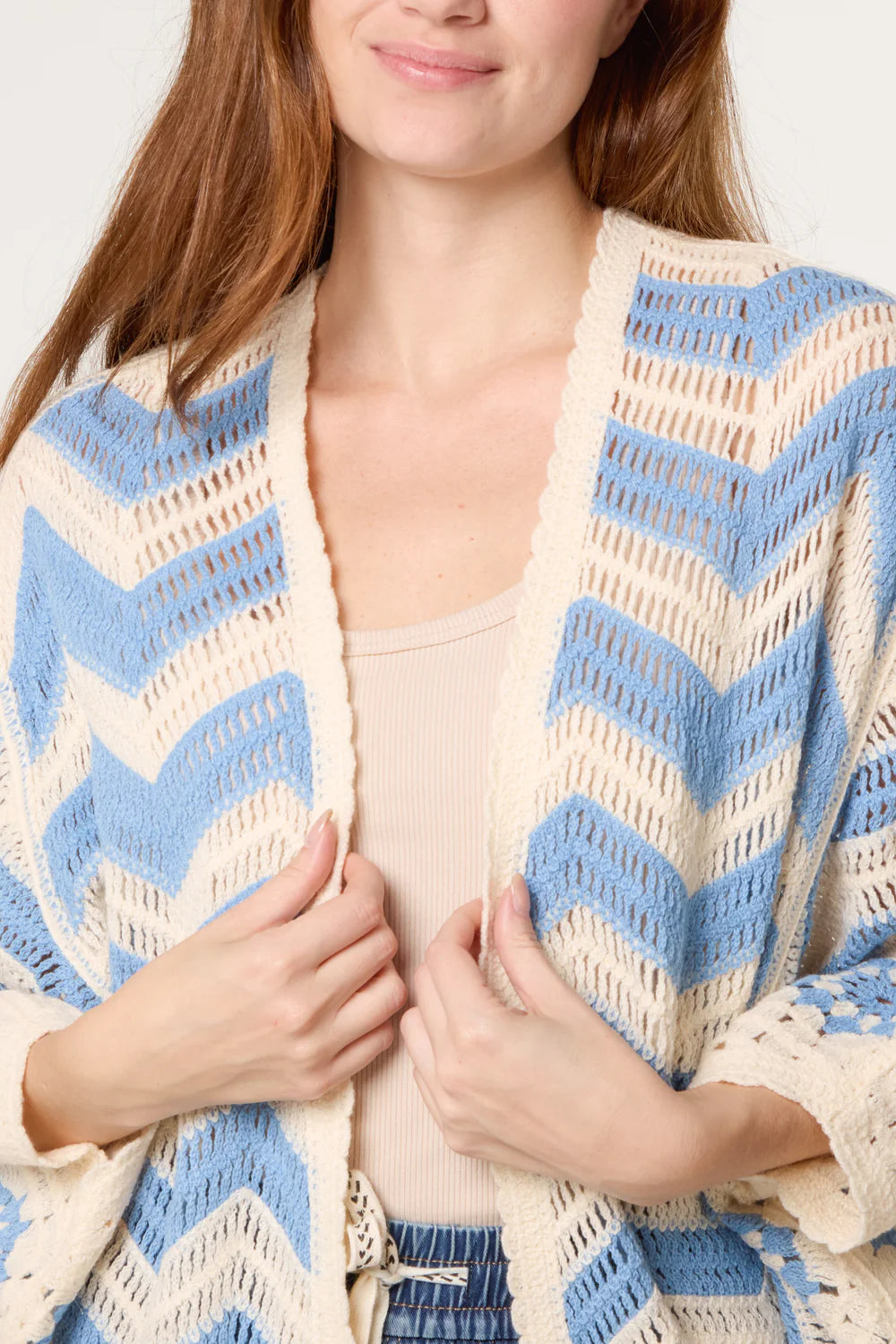 Nova London Zig Zag Crochet Batwing Cardigan
