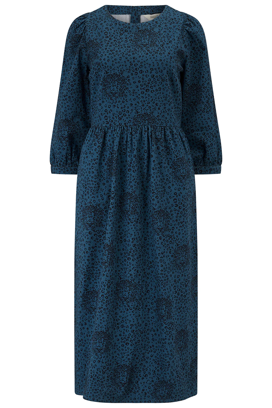 Sugarhill Maria midi smock dress navy hidden tiger