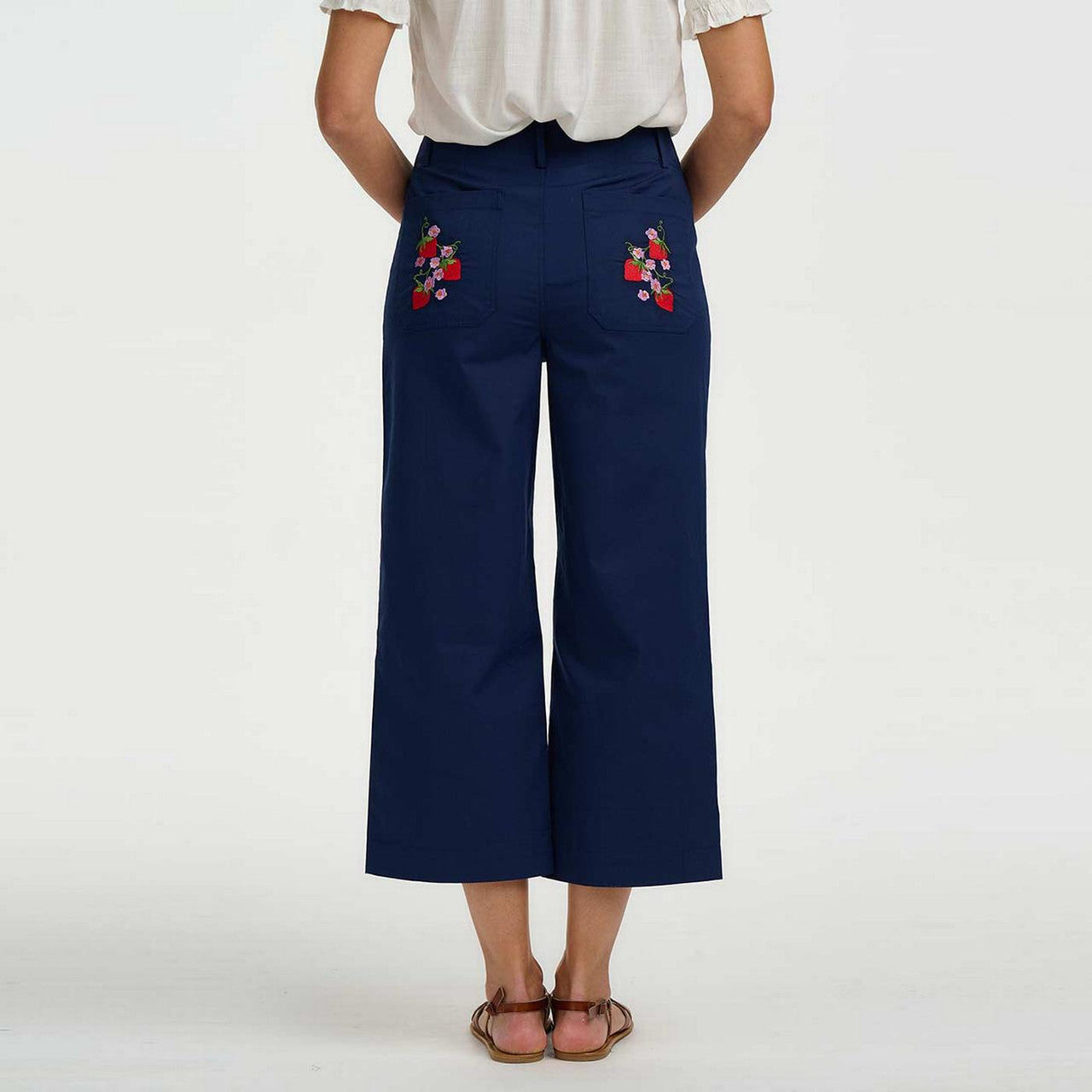 Sugarhill Skye Cropped Trousers - Navy, Wild Strawberry