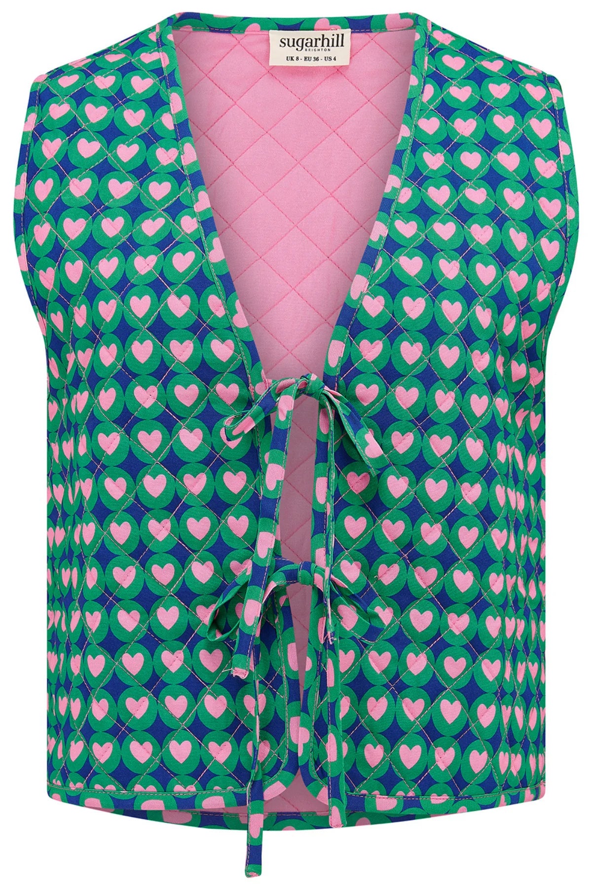 Sugarhill Vander Quilted Waistcoat - Navy, Heart Tile