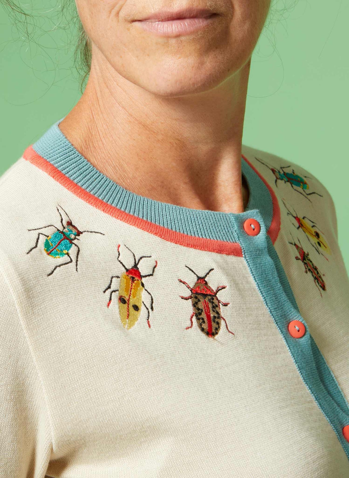 Palava vera embroidered cream bugs cardigan