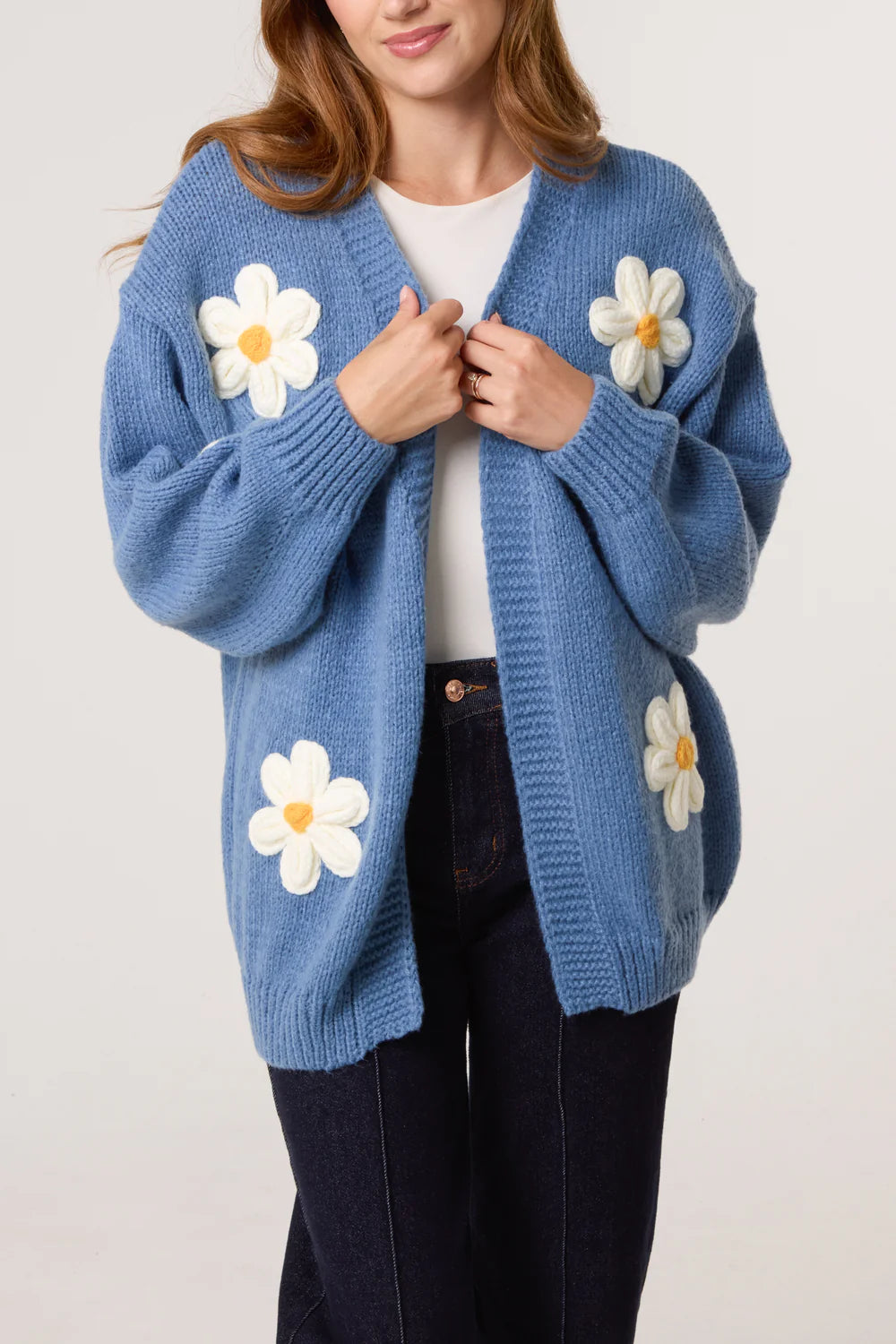 Nova London flocking daisy knit cardigan Blue