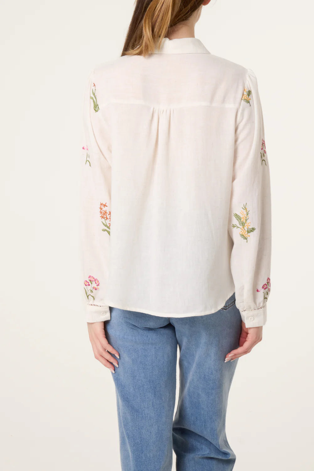 Nova Floral Embroidery Button Up Shirt