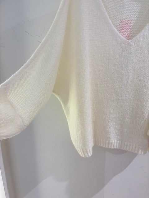 Italian collection Drop Sleeve V-Neck Mohair Jumper (Natural Fibres)2257
