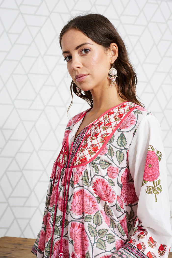 Luna Llena Rose print long sleeve dress / Fig Boutique