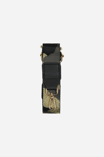Miss Short Hair Black Glitter Camouflage Bag Strap
