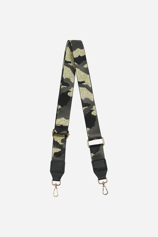 Miss Short Hair Black Glitter Camouflage Bag Strap