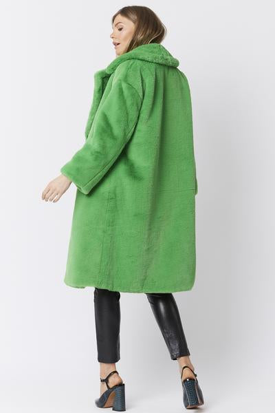 Luxury Faux Fur Maxi Coat - Pistachio