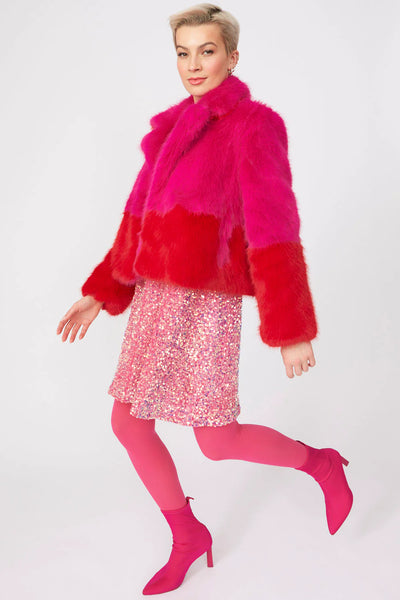 Jayley Faux fur two tone coat