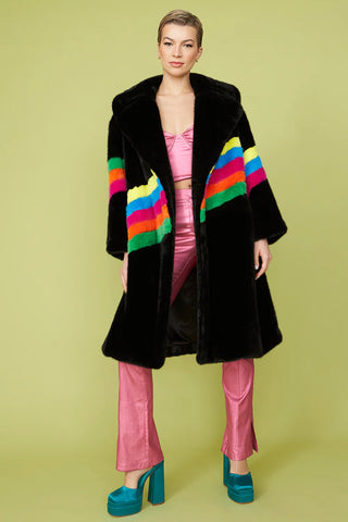 Jayley Eco fur rainbow coat