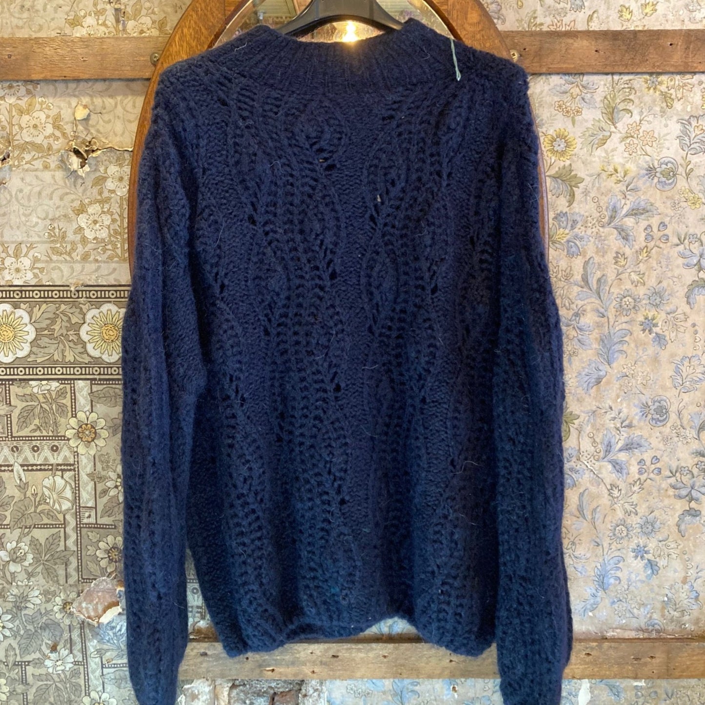 Mohair mix Chunky knitted jumper - Navy Blue