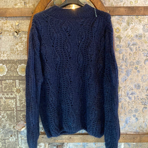 Italian Collection knitwear - Mohair mix Chunky knitted jumper - Navy Blue