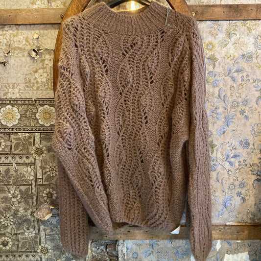 Mohair mix Chunky knitted jumper -Brown