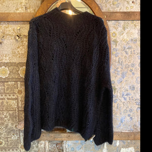 Italian Collection knitwear - Mohair mix Chunky knitted jumper - Black