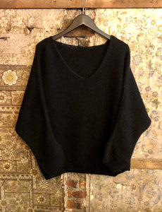 Italian Knitwear - Mohair mix knitted jumper - Black