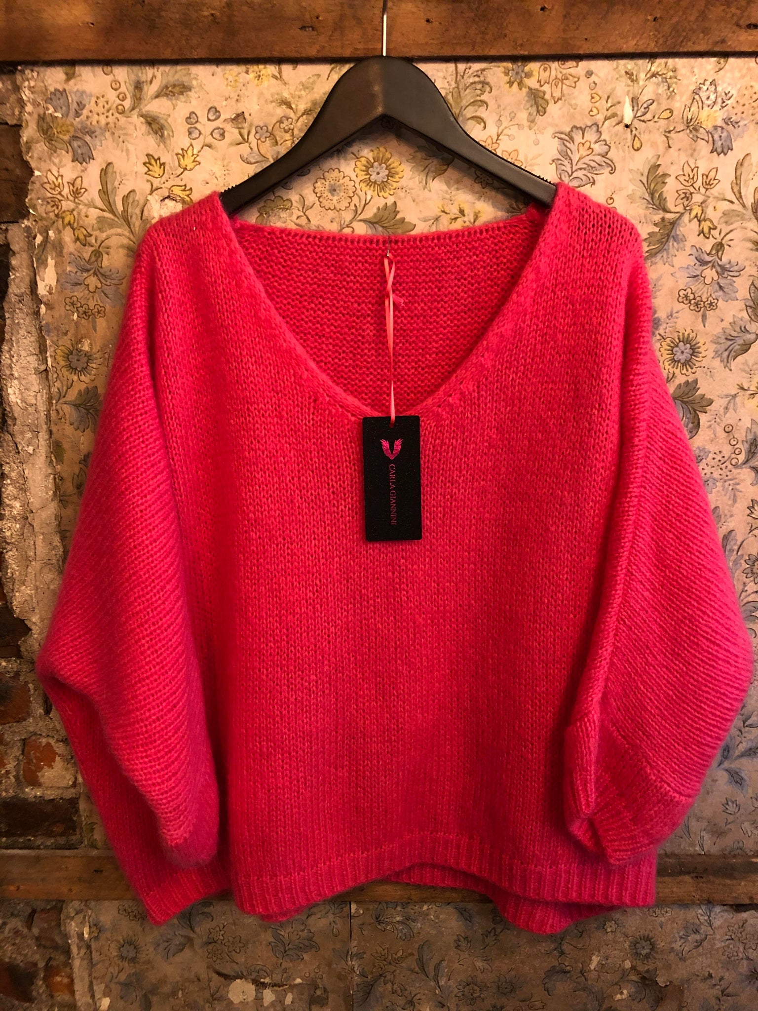 Italian Knitwear - Mohair mix knitted jumper - fuchsia pink