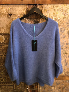 Italian Knitwear - Mohair mix knitted jumper - Cornflower blue