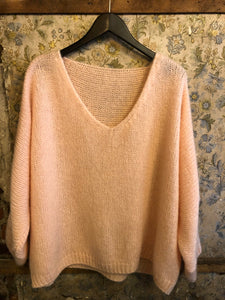 Italian Knitwear - Mohair mix knitted jumper - pale pink