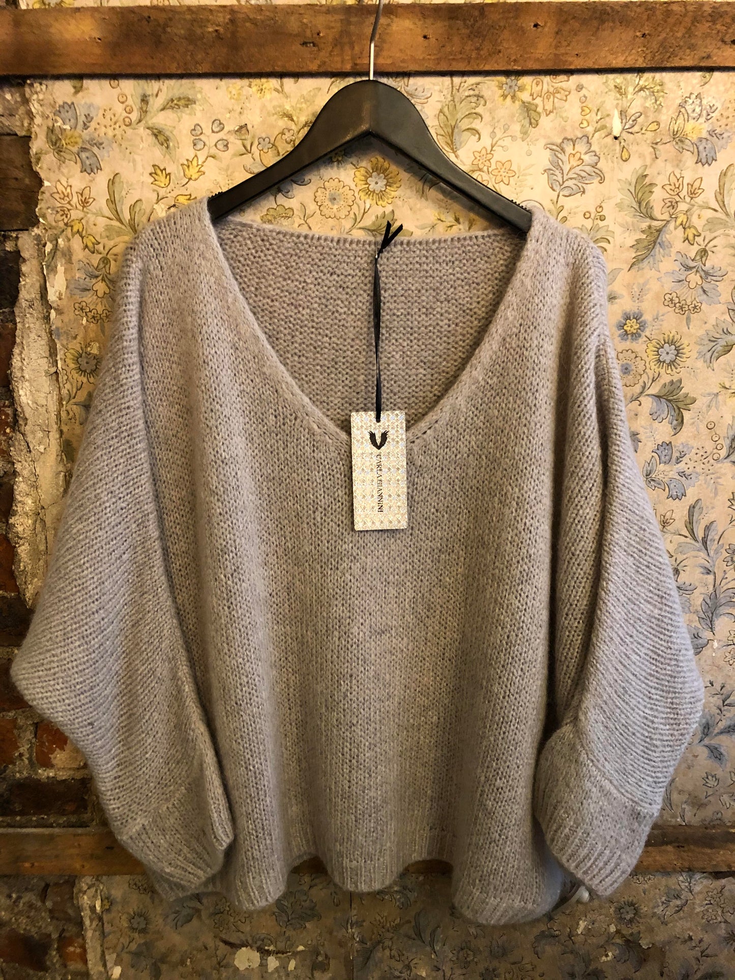 Italian Knitwear - Mohair mix knitted jumper - Silver/grey