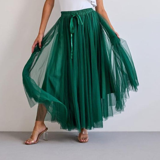 Tulle net layer skirt - Green