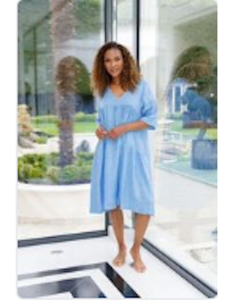 Suzy D Linen Gypsy Dress - Sky