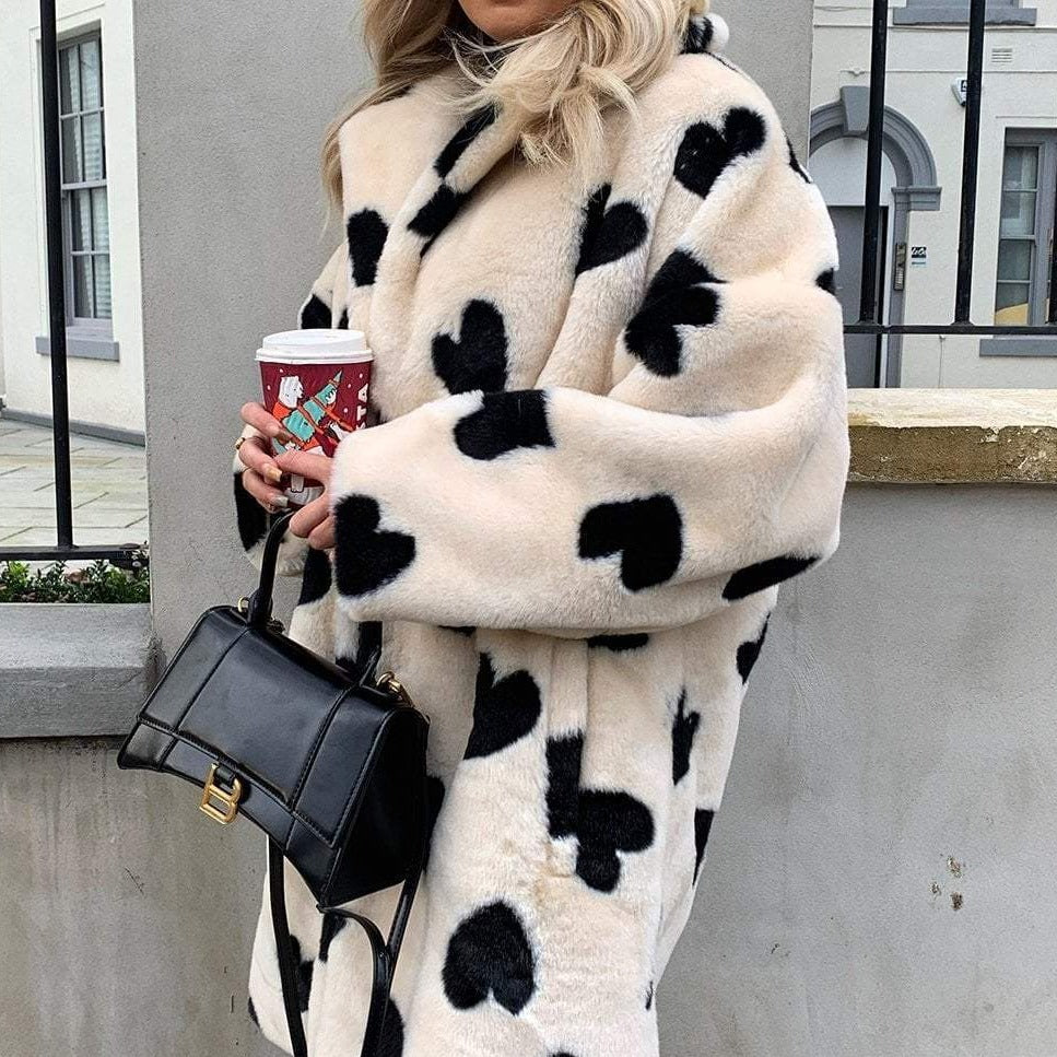 Heart faux fur coat sale