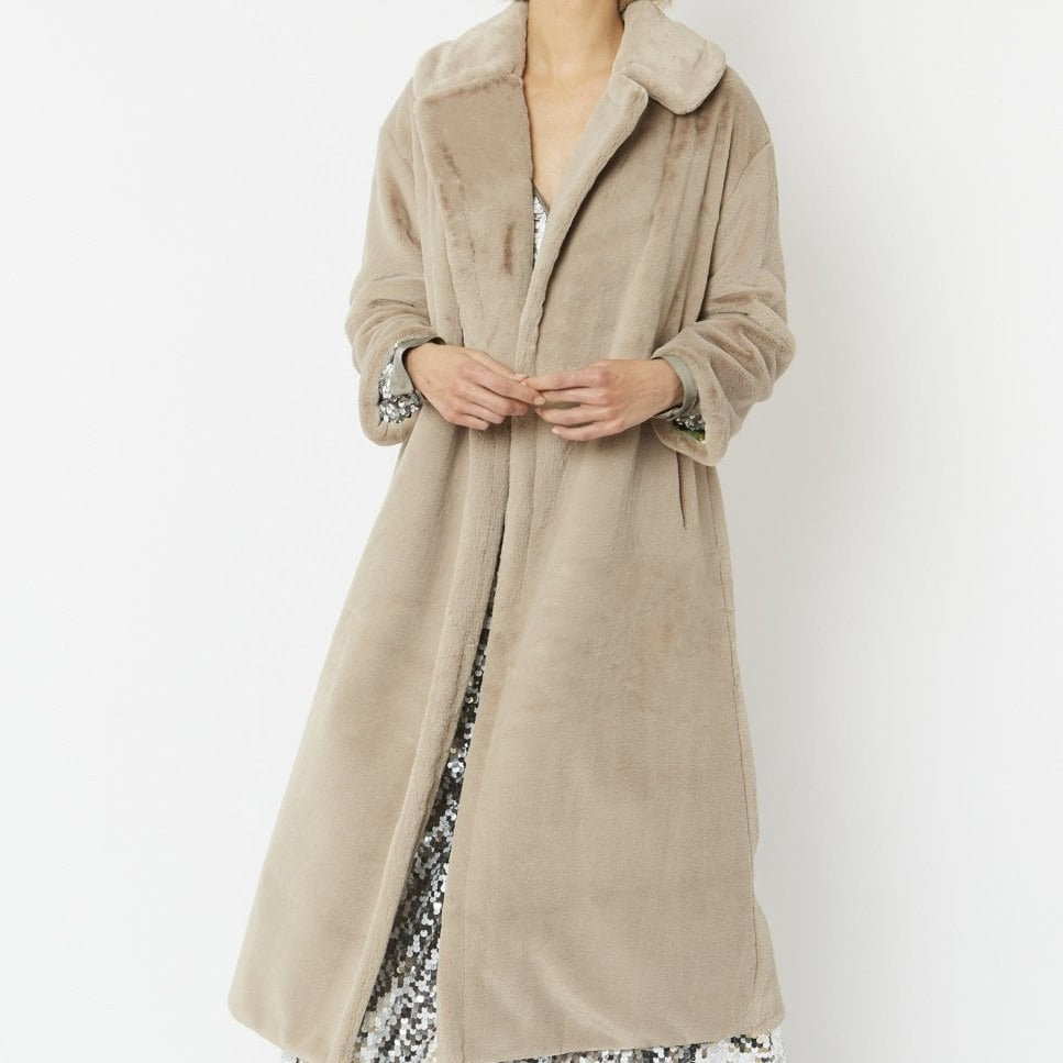 Jayley Mocha Faux Fur Maxi Coat