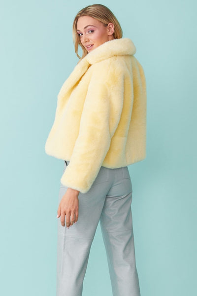 Jayley Yellow Faux Fur cropped coat
